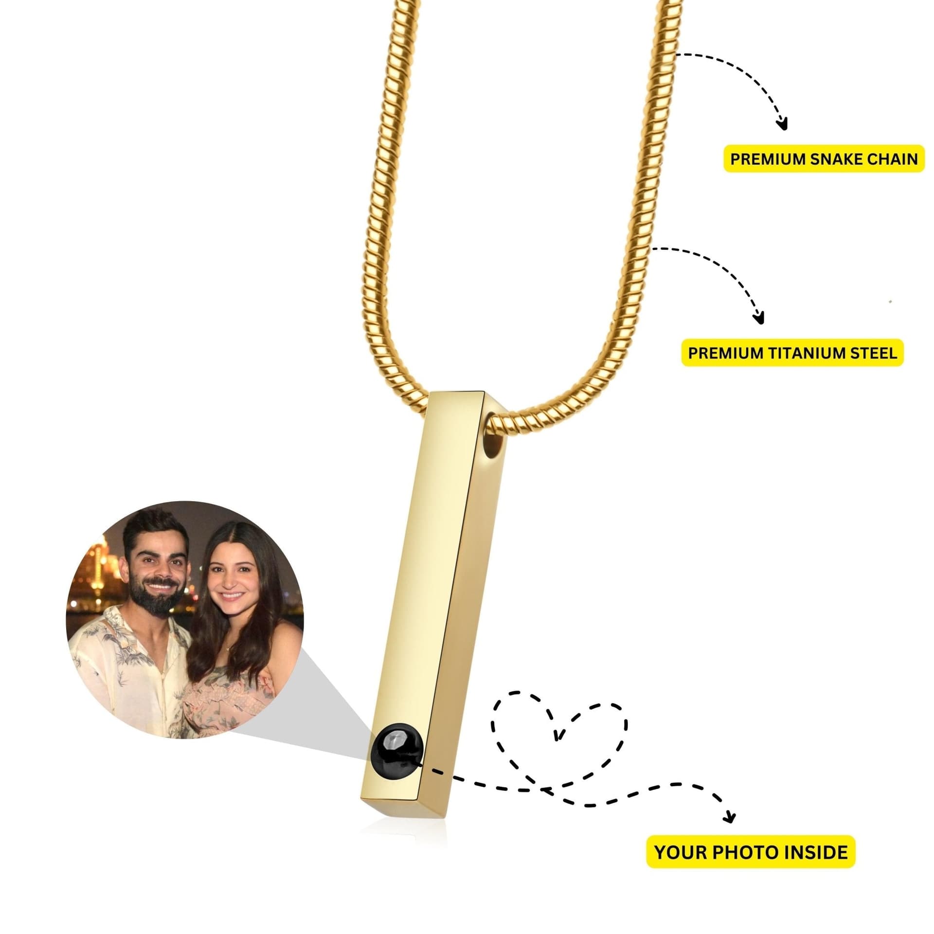 Men's Photo Bar PhotoJewels Necklace